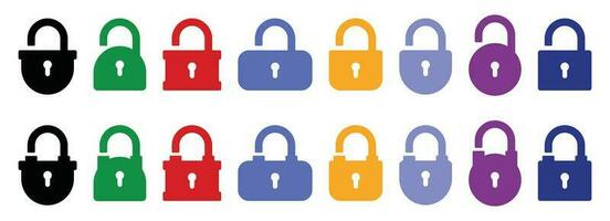 Opened and closed padlock icon in flat style. Lock vector illustration. Security check sign