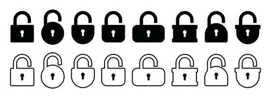 Opened and closed padlock icon in flat style. Lock vector illustration. Security check sign