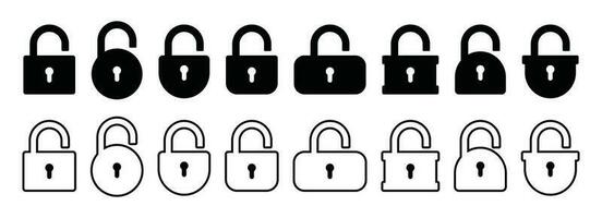 Opened and closed padlock icon in flat style. Lock vector illustration. Security check sign