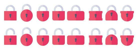 Opened and closed padlock icon in flat style. Lock vector illustration. Security check sign