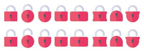 Opened and closed padlock icon in flat style. Lock vector illustration. Security check sign