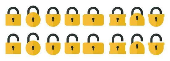 Opened and closed padlock icon in flat style. Lock vector illustration. Security check sign