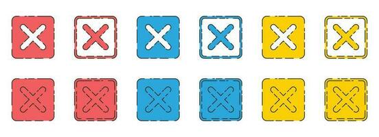 Rejected cross mark icon in flat style vector collection
