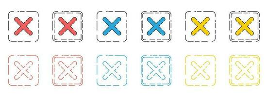 Rejected cross mark icon in flat style vector collection