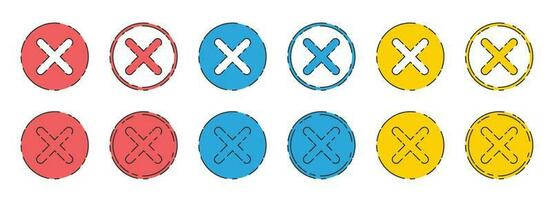 Rejected cross mark icon in flat style vector collection