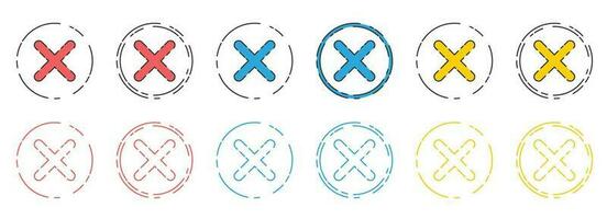 Rejected cross mark icon in flat style vector collection