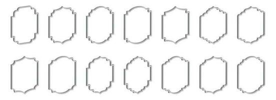 Set of 3D vintage frames and labels vector illustration isolated on white