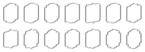 Set of 3D vintage frames and labels vector illustration isolated on white