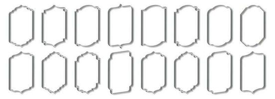 Set of 3D vintage frames and labels vector illustration isolated on white