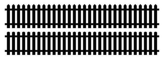 Set of fence silhouette in flat style vector illustration. Black fence isolated on white