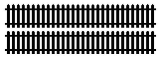 Set of fence silhouette in flat style vector illustration. Black fence isolated on white