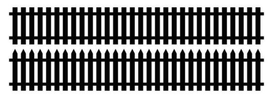 Set of fence silhouette in flat style vector illustration. Black fence isolated on white