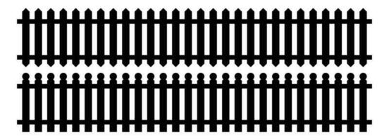 Set of fence silhouette in flat style vector illustration. Black fence isolated on white