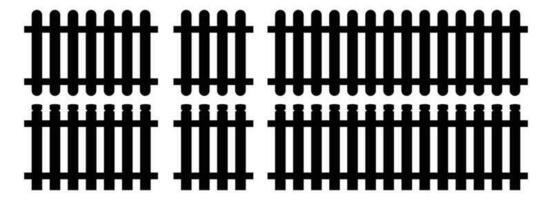 Set of fence silhouette in flat style vector illustration. Black fence isolated on white