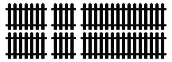 Set of fence silhouette in flat style vector illustration. Black fence isolated on white