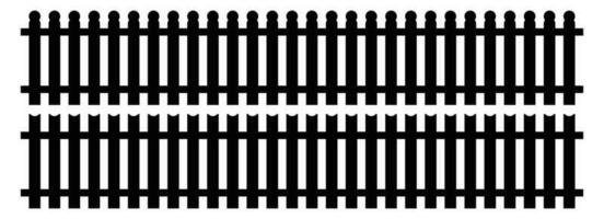 Set of fence silhouette in flat style vector illustration. Black fence isolated on white