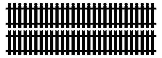 Set of fence silhouette in flat style vector illustration. Black fence isolated on white