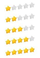 Star rating review from zero to five. Customer feedback 3D vector