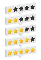 Star rating review from zero to five. Customer feedback 3D vector