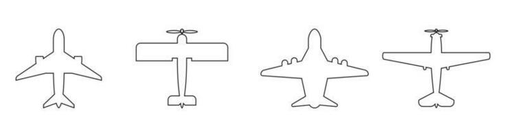 parte superior ver de línea avión icono colocar. vector ilustración aislado en blanco