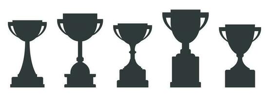 Trophy cup silhouettes collection. Championship prize element for games and app vector