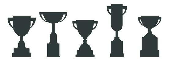 Trophy cup silhouettes collection. Championship prize element for games and app vector