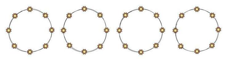 Circle frame decoration element with flowers vector set