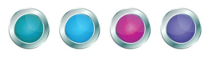 Button with metallic border in realistic style vector illustration