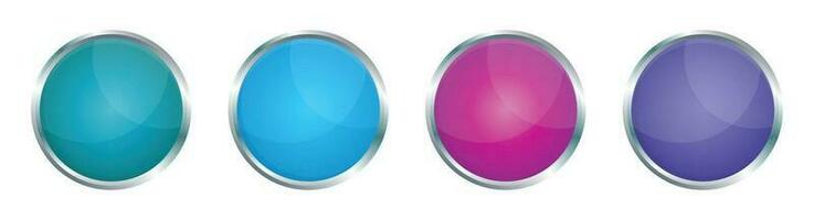 Button with metallic border in realistic style vector illustration