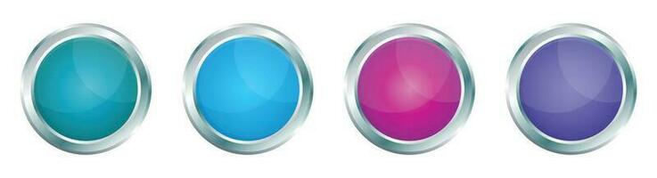 Button with metallic border in realistic style vector illustration