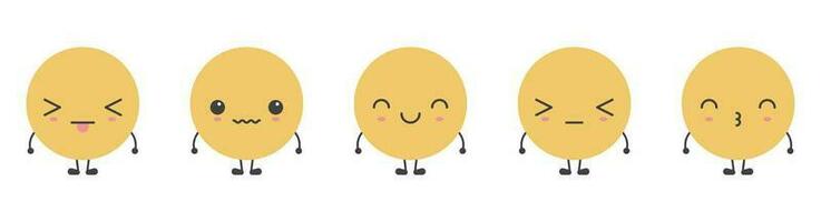 Cartoon emoji faces with different mood vector illustration collection