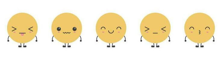 Cartoon emoji faces with different mood vector illustration collection