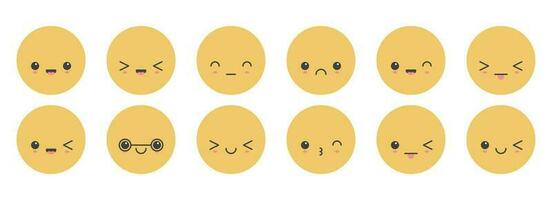 Cartoon emoji faces with different mood vector illustration collection