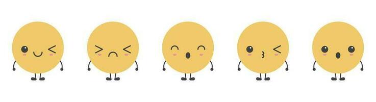 Cartoon emoji faces with different mood vector illustration collection