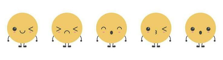 Cartoon emoji faces with different mood vector illustration collection