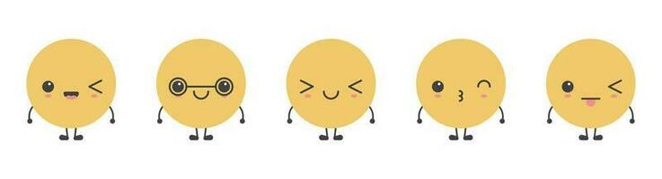 Cartoon emoji faces with different mood vector illustration collection