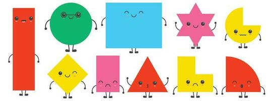 Cartoon geometric shape with emotions vector illustration collection