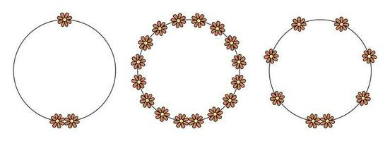 circulo marco decoración elemento con flores vector conjunto