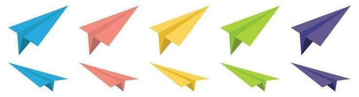 Colored paper airplane collection vector illustration