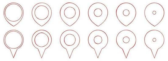 Hand drawn map pointer pin vector set