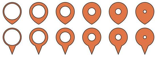 mapa ubicación alfiler icono conjunto vector ilustración
