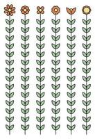 Outline flower vector set isolated on white