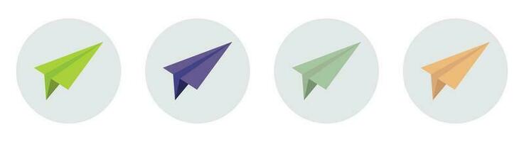 Paper plane icon collection vector illustration isolated on white