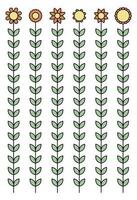 Outline flower vector set isolated on white