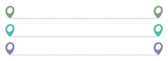 ruta icono con puntero alfiler y punteado camino vector conjunto