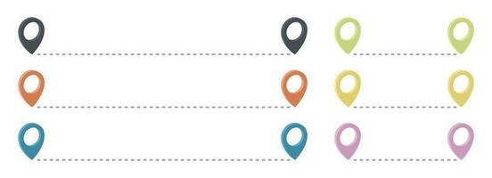 Route icon with pointer pin and dotted path vector set