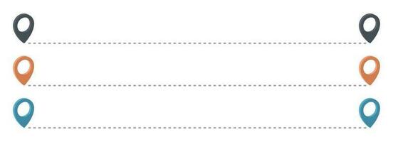 ruta icono con puntero alfiler y punteado camino vector conjunto
