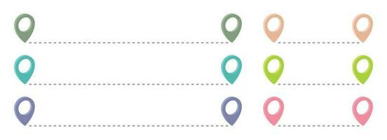 Route icon with pointer pin and dotted path vector set