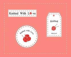 Knitting card. Knitting labels set vector
