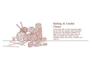 Knitting and crochet classes banner vector